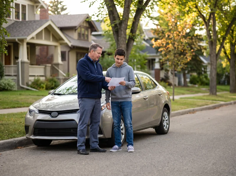 Arrow Driving School certified instructor and student in dual-control vehicle Edmonton